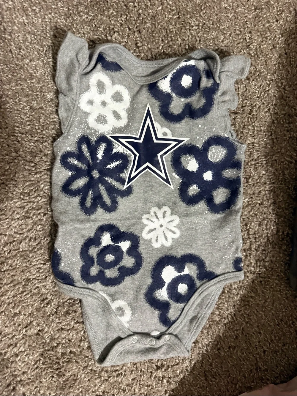 NFL Dallas Cowboys Baby Onesie with Navy & White Floral Design